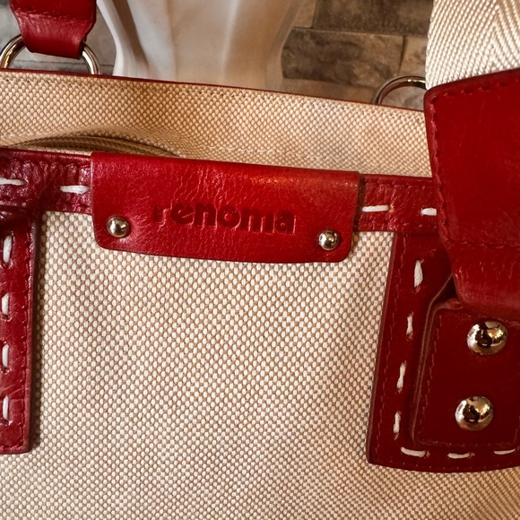 Red and Cream Canvas Tote Bag by Renoma - Picture 2 of 12